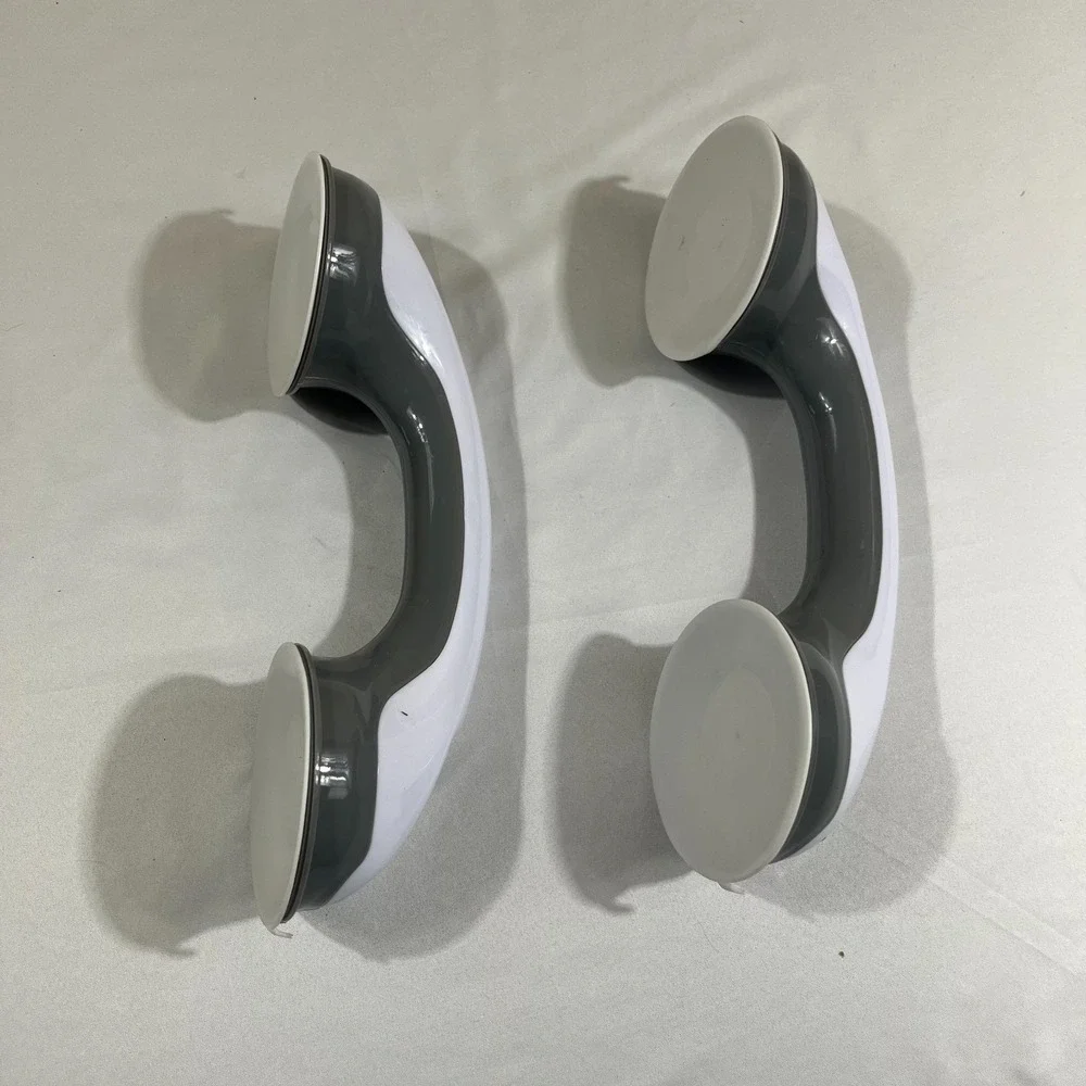 2 Pack 12in Suction Shower Grab Bars Safety Handles for Seniors Handicap White